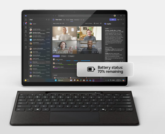 Απεικόνιση της μπροστινής όψης του Surface Pro με αποσυνδεδεμένο πληκτρολόγιο